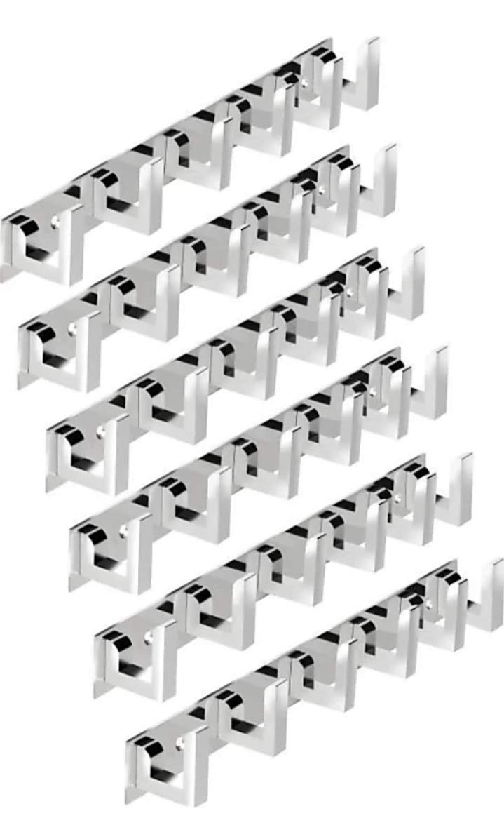 Deeplax L TYPES 6 Hooks Stainless Steel Bathroom Cloth Hooks/Hanger/Key Holder/Door Wall Robe Hooks Rail for Hanging Keys, Clothes, Towel Hook Rail Stainless Steel Pack of 6 PCS Hangers (Silver)