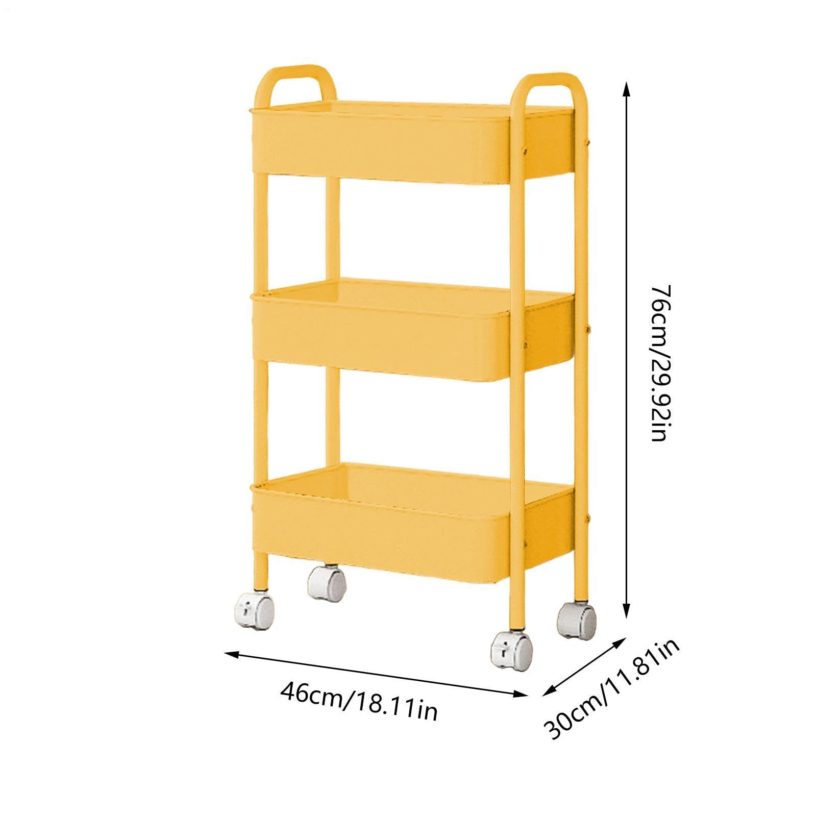 Carrello portaoggetti con ruote, 3 ripiani, | Carrello da cucina multifunzione per cucina, camera da letto, soggiorno, bagno