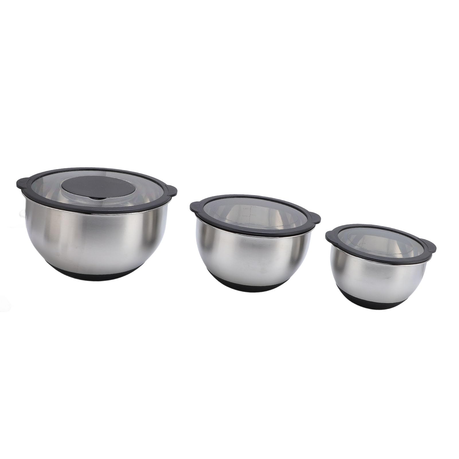 KIMISS Rührschüssel-Set mit Deckel, Edelstahl, 3-teiliges Reibe- und Schüssel-Set, Lösungen für die Lebensmittelzubereitung, das Backen und die Aufbewahrung in der Küche