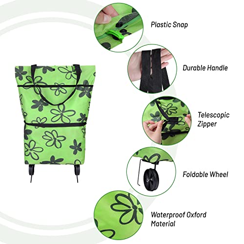 NymphFable Faltbare Trolley-Taschen Faltbare Einkaufstasche mit Upgrade-Rädern Tragbarer Einkaufstaschen-Trolley – Bild 6