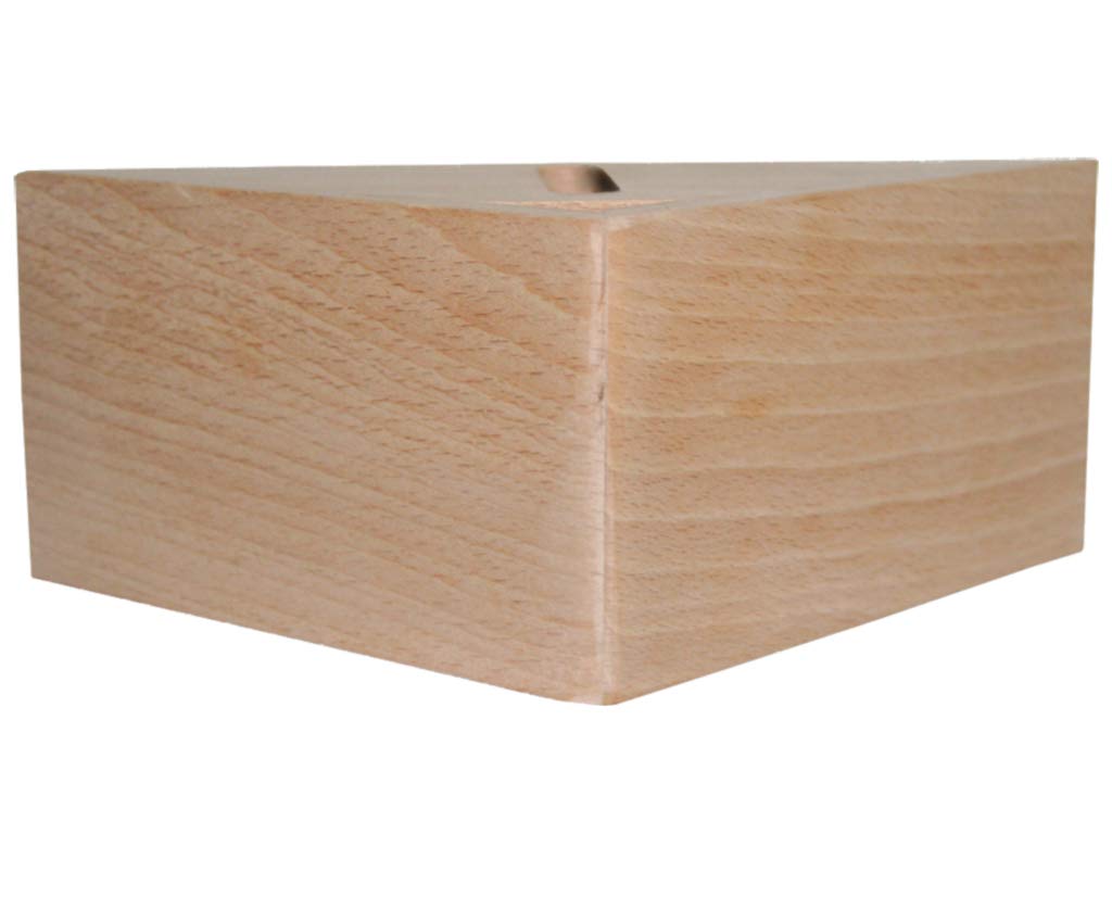 Margot 3700527863726 Angle Moderne Lot de 4 Pieds de Sommier, Vernis Naturel, Hauteur 8 cm