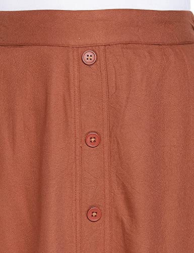 Image of oxolloxo Women Regular Fit Cotton Pencil Solid Casual Coral Skirt
