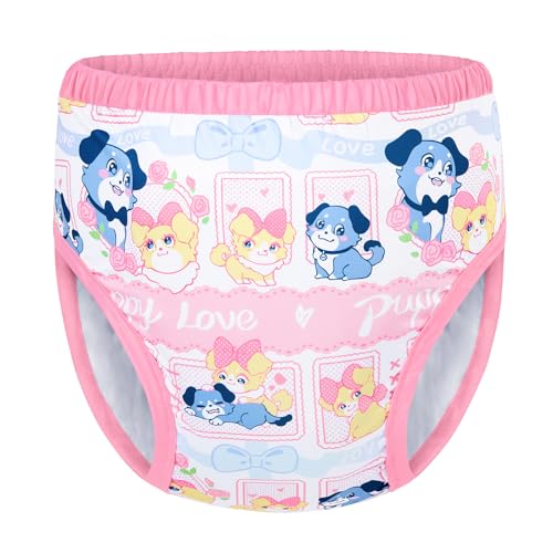 Littleforbig Soft Silky Underwear Comfortable Washable Reusable Waterproof Adult Training Pants - Puppy Love Little Blue L