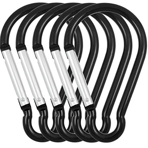 Qualtiy Yes QY 5PCS 4 Inches Black Color 8 Shape Aluminum Ring Outdoor Spring Snap Multiple Use Hook Keychain