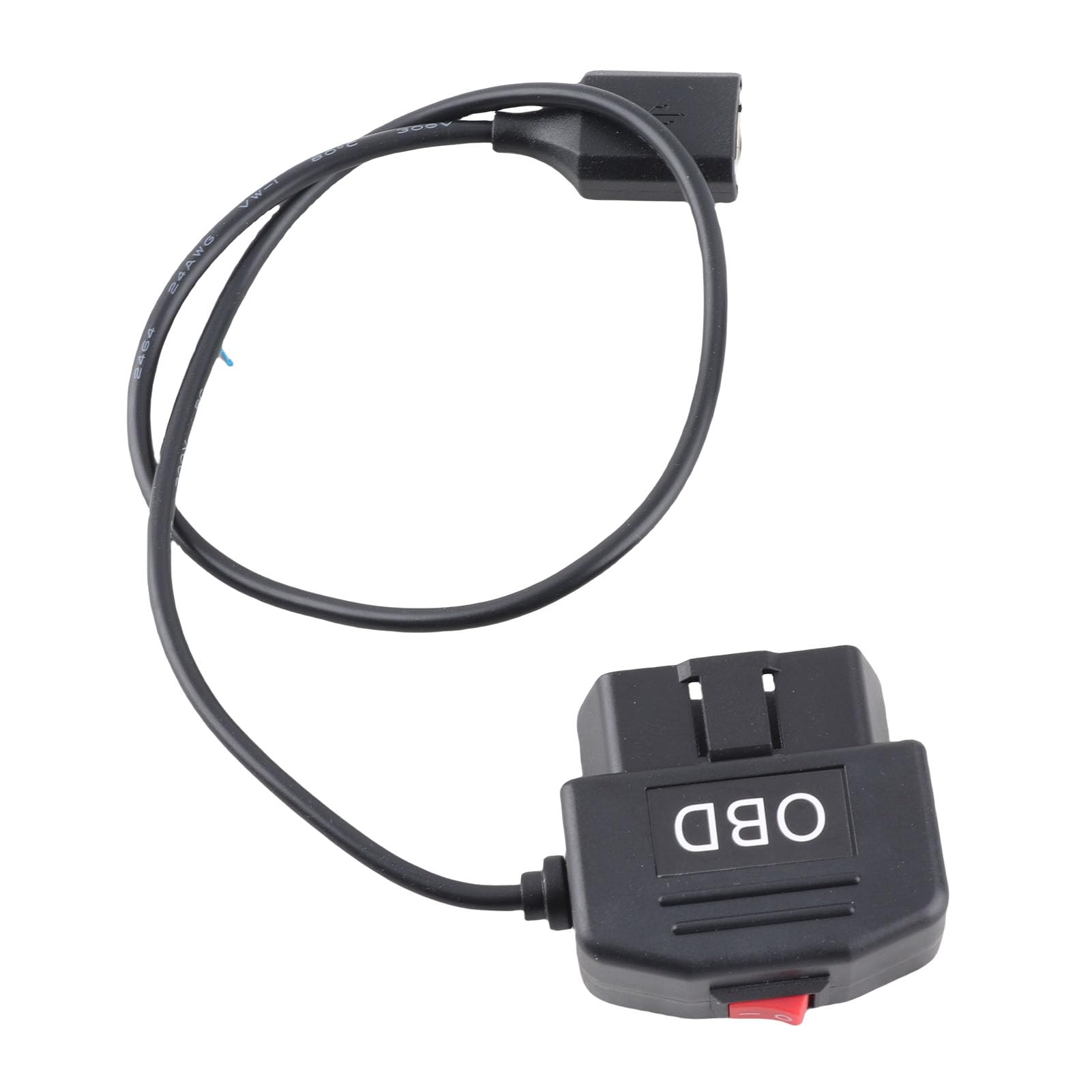 Kabel Zasilający OBD z Zabezpieczeniem Przed Niskim Napięciem, Wyjście 3A, Plug and Play, Kompatybilny ze Wszystkimi Modelami OBD, z Portem Mini USB do Kamery Samochodowej, DVR,