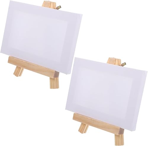 Miniatura 8 de EXCEART 10 juegos de caballete de pintura, caballete de exhibición, pequeño lienzo, madera, artista, dibujo, mini tableros, lienzos de pintura para