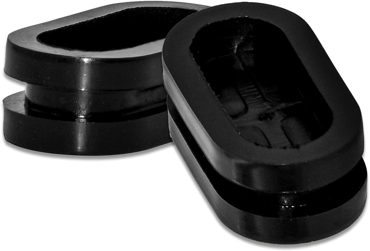 Flyshop 20 x 35 mm, 13/16" x 1-3/8" Oval Synthetic Rubber Drill Hole Wire Grommet, Black Double-Sided Firewall Gasket Guard Ring, 4 PCS
