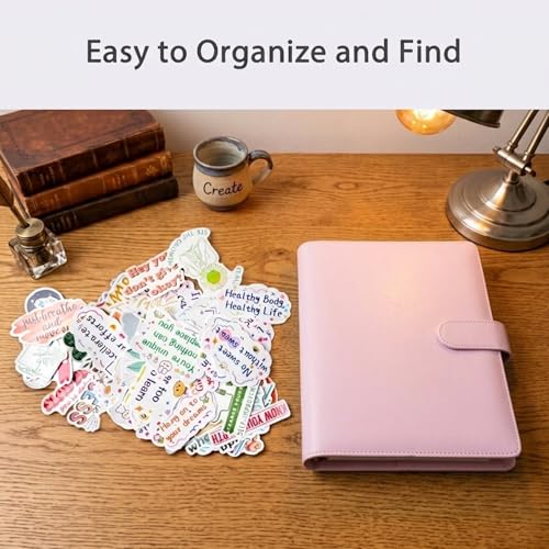 Image of Sticker Binder Organizer with Storage Sleeves,Reusable Stickers Collecting Book Album Holder, A5 Blank Sticker Container Organizer-Pink