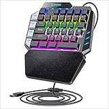 Hiwings Teclado mecánico para videojuegos con iluminación RGB arcoíris, interruptor azul, mini teclado portátil con reposamuñecas, 2 teclas Marco, pequeño teclado para juegos con OTG para PC Gamer
