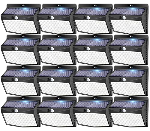 Peasur 16 Pack Solar Motion Sensor Lights Outdoor Waterproof with 3 Modes