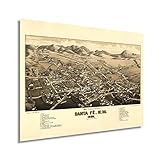 HISTORIX Vintage 1882 Santa Fe New Mexico Map - 18x24 Inch Map of Santa Fe Wall Art - Santa Fe City New Mexico History Map Poster - Old Map of NM
