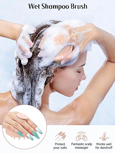 Image of HEETA Scalp Massager Hair Growth, Silicone Scalp Scrubber Shampoo Brush for Exfoliation, Dandruff Removal & Head Massage Stress Relax, Wet & Dry Use for Thick, Thin Hair Care, Wheat Straw Light Pink