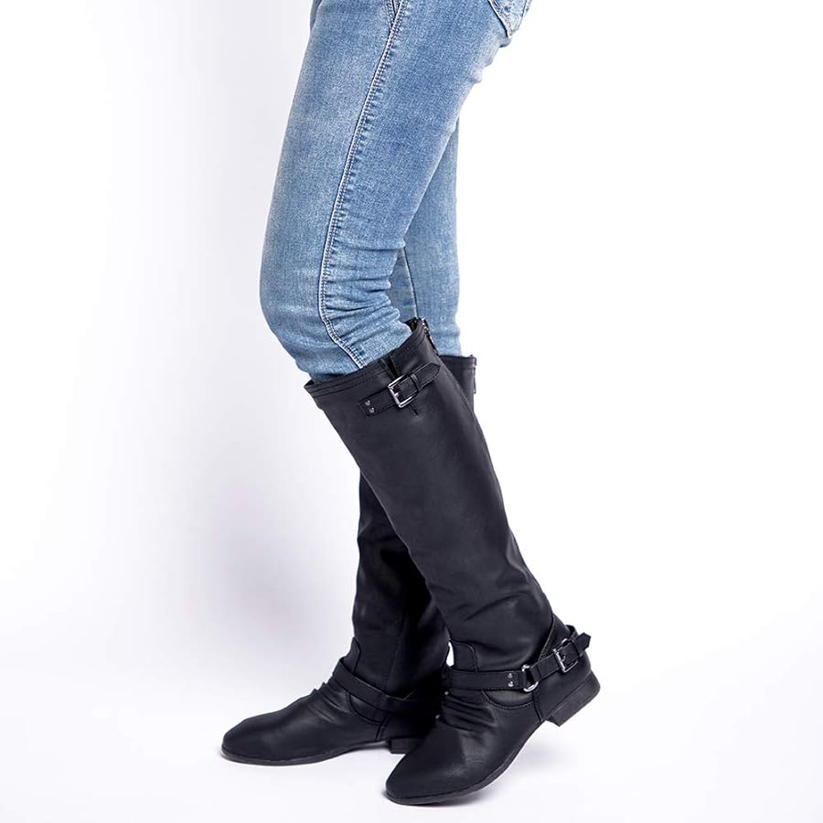 Amazon.com | ShoBeautiful Women's Block Low Heel Knee High