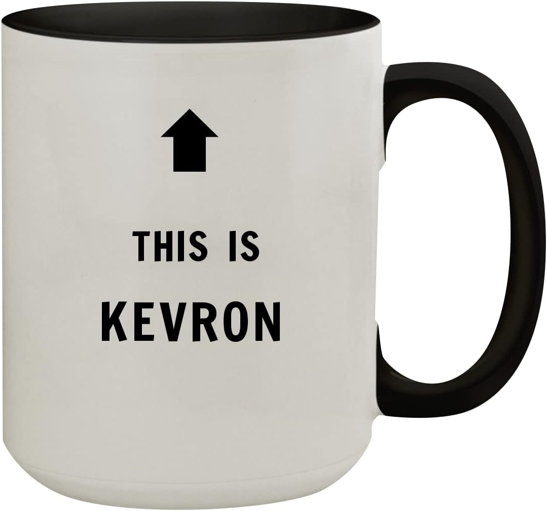 Molandra Products This Is Kevron - 15oz Colored Inner & Handle Ceramic Coffee Mug, Black