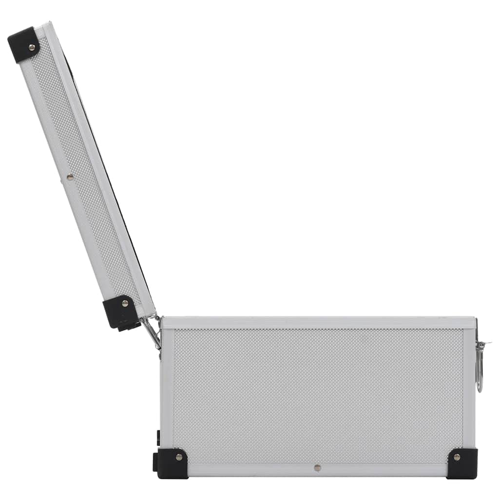 Maletín para 60 CD de aluminio ABS plateado con placas de almacenamiento, con cerradura, funda para DVD, organizador de almacenamiento para coche, oficina en casa, viajes