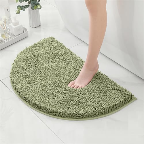 Reyox Chenille Half Circle Bath Mat Sage Green 1.3 x 2.0 Feet