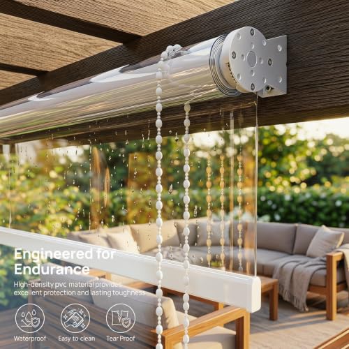 Store coupe-vent imperméable en vinyle robuste transparent pour extérieur - 4