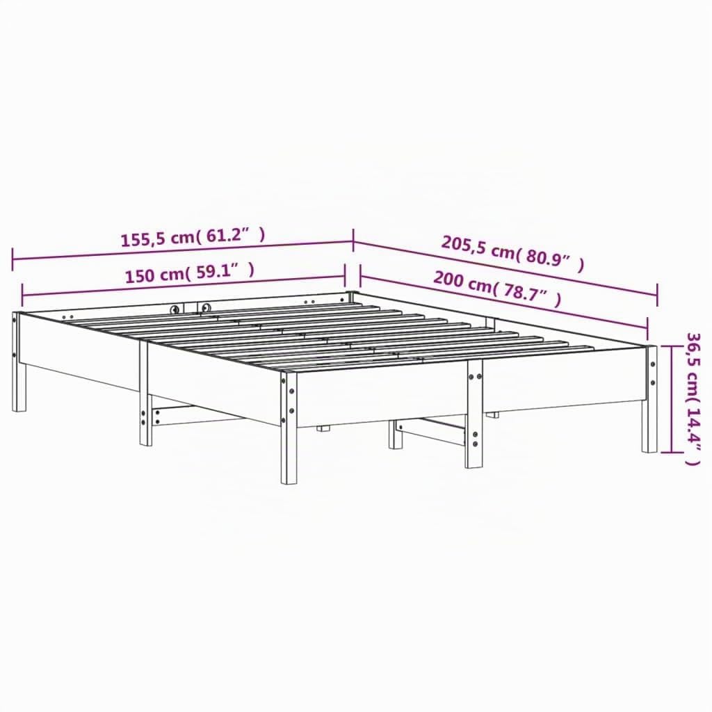 vidaXL Estructura de Cama sin colchón Madera de Pino Blanco 150x200 cm
