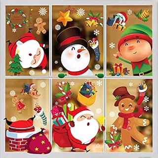 Funnlot Christmas Window Stickers Christmas Window Decorations 8 Sheets Christmas Window Clings Snowflake Xmas Window Stickers Christmas Stickers for Window Xmas Window Decorations