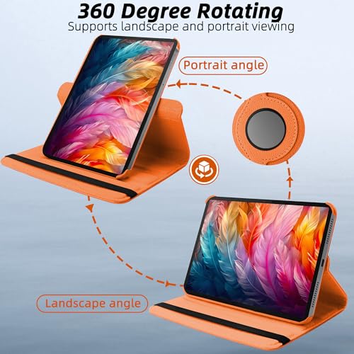 Image of TGK 360 Rotatable Smart Flip Cover for Lenovo Idea Tab Pro 12.7 Inch 2025 TB-373FU TB-375FC Tablet Case (Orange)