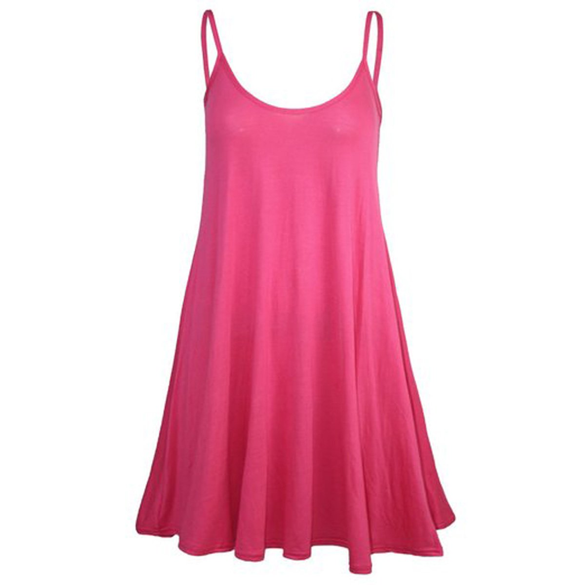 GirlzWalk ® Ladies Women Plain Cami Sleeveless Flared Swing Dress Fuchsia