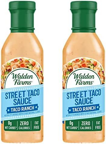 Walden Farms Street Taco Sauce Taco Ranch – Calorie-Free, Gluten-Free, Low Carb, Keto-Friendly, Sugar-Free, Spicy Taco Ranch Flavor – 2-Pack, 12 oz Bottles