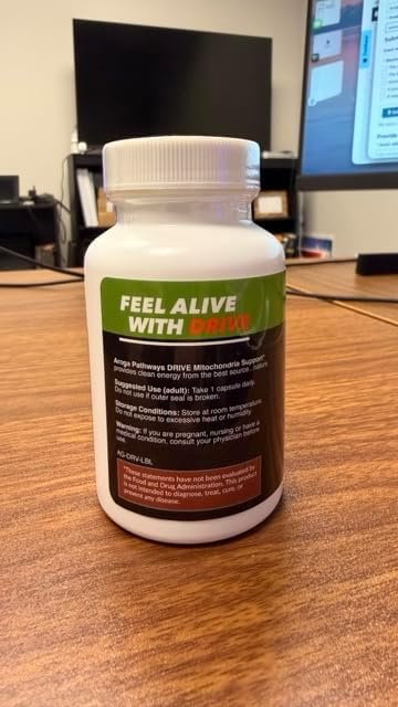 Drive Mitochondrial Support Supplement, Cellular Energy Production, Performance & Endurance, with L-Citrulline, Beta-Alanine, Guarana Extract, Cocoa Bean Extract