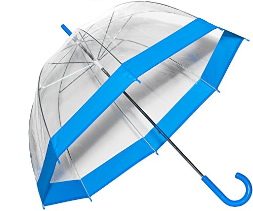Umbrella Clear Bubble Dome, Rain, Galleria Umbrellas for Kids, Men and Woman (Blue Trim, One Size)