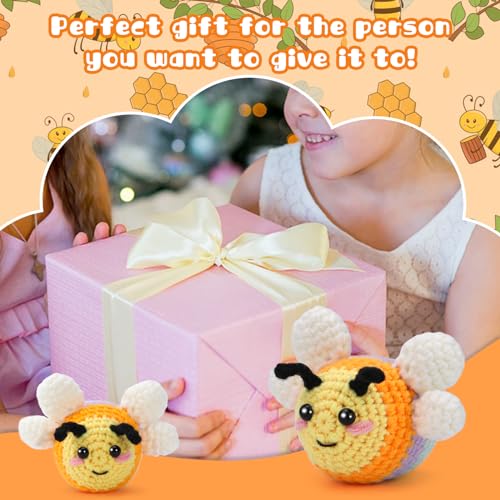 ENCHOL Beginner Crochet Kit, Cute Bees Crochet Kit, Complete Bee Animals Crochet Kits for Starters Adults with Step-by-Step Video Tutorials for DIY Craft Creations - Image 4
