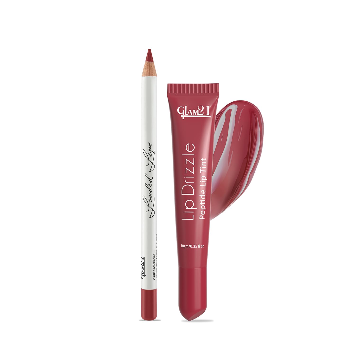 Glam21 Lip Drizzle Peptide Lip Tint -Sugar Plum-01 & Loaded Lips Matte Lip Liner-Dark Nights-10 Combo | Hydrating Glossy Tint + Waterproof Matte Liner | Long-Lasting | High-Gloss Shine & Intense Pigment-image-8
