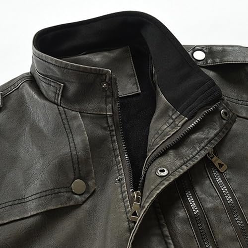 Mens Mid Length Leather Jacket Hooded Thick Motorcycle Leathers Coat Winter Zipper Bomber Biker PU Coats2