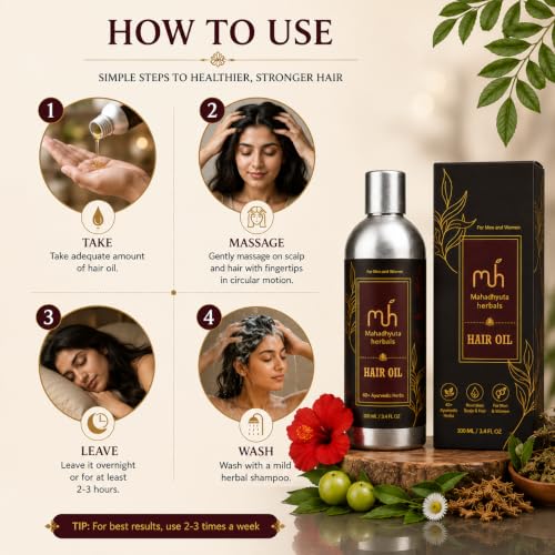 Image of Hair Oil for Men & Women, 100ml | Supports Hair Growth & Hair Fall Control | Made with 40+ Ayurvedic Herbs Natural Hair Care!