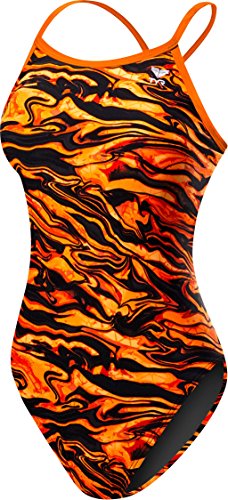 TYR Womens Miramar Diamondfit Swimsuit, Black/Orange, 30