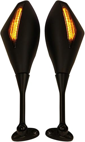 Miniatura 29 de Espejos retrovisores LED para motocicleta con flecha compatibles con Honda CBR600RR 2003-2011 CBR1000RR 2004-2007 Sport Bike Negro brillante+lente