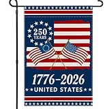 250 Anniversary USA Garden Flag: 12x18 in Memorial Day 4th of July Garden Flag Yard Signs, 1776-2026 United Sates America 250 Decorations Outdoor, Navy Blue Patriotic Decor, Doube-sided Fade Resistant
