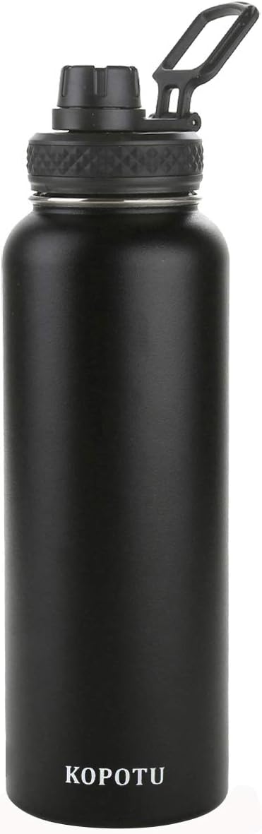 KOPOTU Stainless Steel Vacuum Flask, Wide Mouth Water Bottle with Straw Lid and Spout Lid (Double Wall, BPA Free, Leak Proof, Sweat Free)