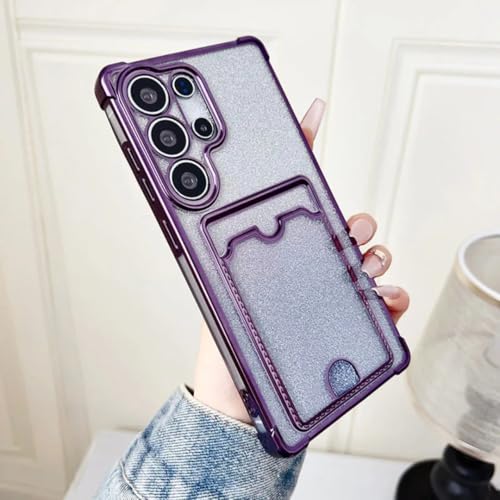 Coque Samsung S23 Plus violette paillettes dégradées fente carte dos