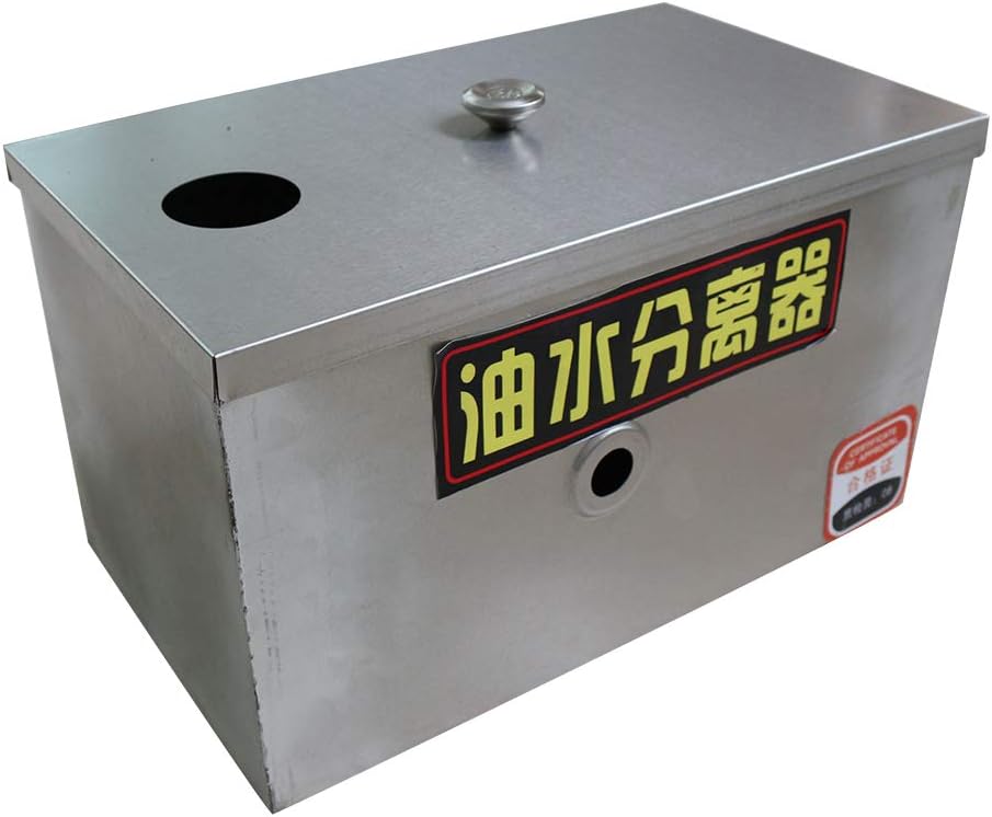 Stainless Steel Grease Trap Interceptor Set, Water Oil Separator with Removable Filter Basket for Restaurant, Cafe, Home Kitchen