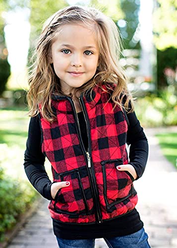 XFGLCK Toddler Kids Baby Girls Vest Coat Plaid Zipper Jacket Christmas Outfits Sleeveless Fall Winter Outwear with Pocket3