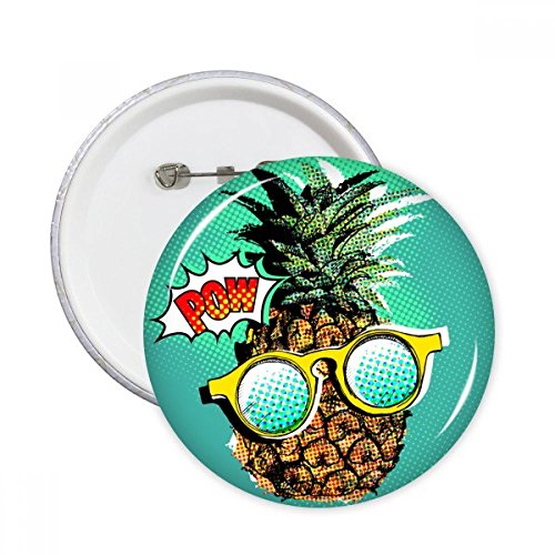Badge pin ananas style comic américain de 5 pièces XL bouton décoratif pour vêtements multicolore
