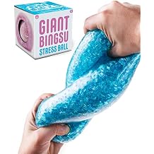 Giant Ice Stress Ball - Super Size Stress Fidget Toy Filled with Bingsu Beads - Shiny, Crystal Beads Look Just Like Shaved Ice! - in 3 Soft Colors - Assorted ea Blue, White, Pink!