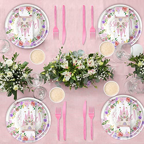 Hipvvild Princess Party Decorations Tableware - Princess Birthday Party Supplies Include Plates, Cups, Napkins, Tablecloth, Cutlery, Straw, Princess Birthday Baby Shower Party Decorations | Serve 24 #TOP4