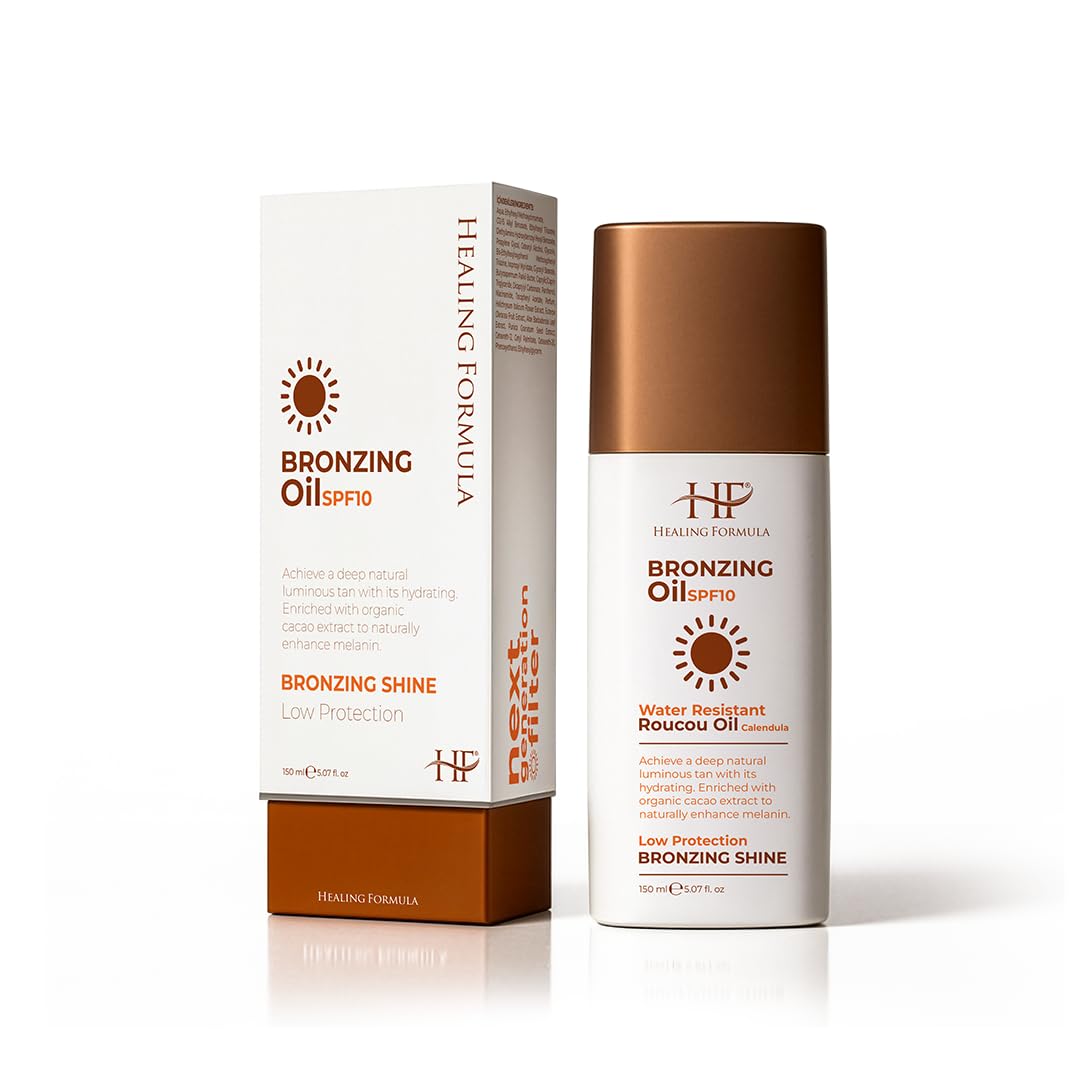 HF HEALING FORMULA Bronzing Oil, SPF 10+ Nemlendirici ve Besleyici Vücut Bakım Yağı, Coconut Oil, Vitamin E, Panthenol ve Doğal Bitkisel Yağlar ile, 150 ml