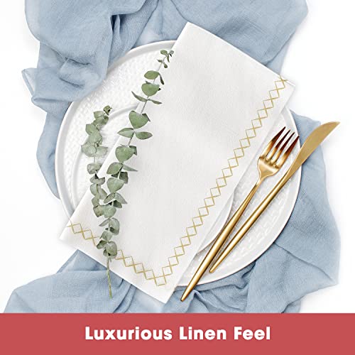 By Madee: Fancy Paper Napkins - Perfect Disposable Guest Hand Towels For Bathrooms Or Dinner Tables - Luxury Soft Linen Like, Decorative Party Napkins For Weddings, Holidays (8.5" X 4", Gold 100 Pack) #TOP2