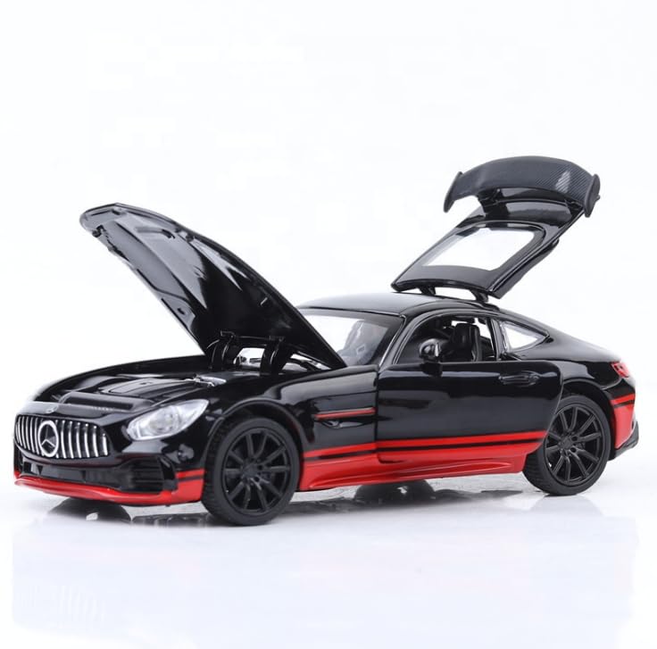 Image of Alokik Enterprise 1:32 Merecdes Amg GTR Diecast Car Models Toys Metal Alloy 2 Openable Door and Sound & Light, Pull Back Toys Gifts for Boys Best Gift Car (Black /Yellow)