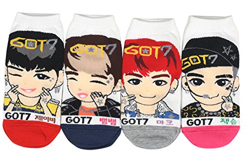 Womens Kpop GOT7 Socks (4 Pack) Sock size 9-11, fits shoe 6-9