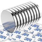 Wukong Imanes de neodimio extrafuertes de 32 x 3 mm, paquete de 10 potentes imanes redondos con adhesivo de doble cara para nevera, oficina, bricolaje, científico, manualidades