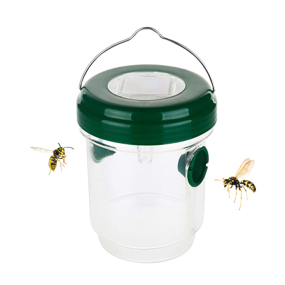 Lifreer Wasp Trap Wasp Catcher Bee Trap Yellow Jacket Traps Fruit Fly Trap LED Solar Powered Wasp Killer Hanging Garden Wasp for Hornets, Yellow Jackets and Wasps Indoor Outdoor Garden