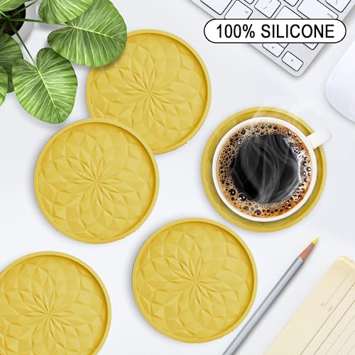image for ME.FAN Silicone Coasters with Holder,[6 Pack] Drinking Coasters - Cup 