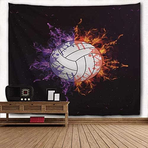 WIHVE Tapestry Volleyball On Fire Tapestry Wall Hanging Home Decor for Living Room Bedroom Dorm Room 60 x 40 Inches